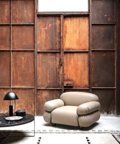 Gianfranco Frattini for Tacchini "Sesann" Armchair in Leather Beige / Black