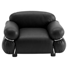Gianfranco Frattini for Tacchini "Sesann" Armchair in Leather Black / Chrome