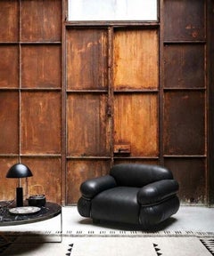 Gianfranco Frattini for Tacchini "Sesann" Armchair in Leather Black / Black