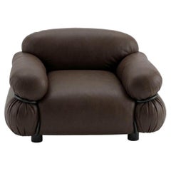 Gianfranco Frattini for Tacchini "Sesann" Armchair in Leather Brown / Black
