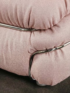 Gianfranco Frattini for Tacchini "Sesann" Armchair in Pink fabric / Chrome