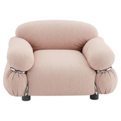 Gianfranco Frattini for Tacchini "Sesann" Armchair in Pink fabric / Chrome