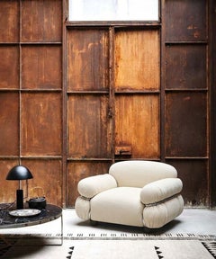 Gianfranco Frattini for Tacchini "Sesann" Armchair in White fabric / Chrome