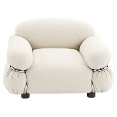 Gianfranco Frattini for Tacchini "Sesann" Armchair in White fabric / Chrome