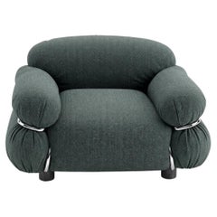 Fauteuil « Sesann » de Gianfranco Frattini pour Tacchini, en tissu gris ardoise / chrome