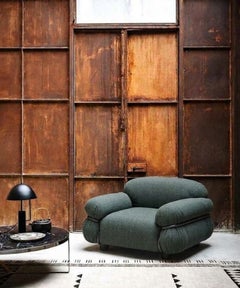 Fauteuil « Sesann » de Gianfranco Frattini pour Tacchini, en tissu gris ardoise / noir