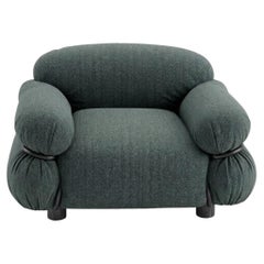 Fauteuil « Sesann » de Gianfranco Frattini pour Tacchini, en tissu gris ardoise / noir