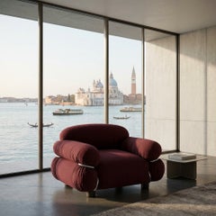 Fauteuil « Sesann » de Gianfranco Frattini pour Tacchini, en tissu rouge / chrome