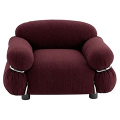 Fauteuil « Sesann » de Gianfranco Frattini pour Tacchini, en tissu rouge / chrome