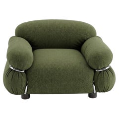 Fauteuil « Sesann » de Gianfranco Frattini pour Tacchini, en tissu vert / chrome