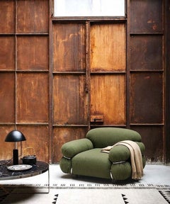 Fauteuil « Sesann » de Gianfranco Frattini pour Tacchini, en tissu vert / chrome