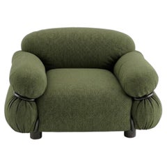 Sillón «Sesann» de Gianfranco Frattini para Tacchini, en tela verde / negro