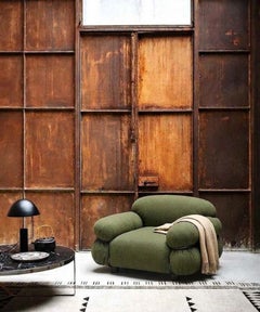 Sillón «Sesann» de Gianfranco Frattini para Tacchini, en tela verde / negro