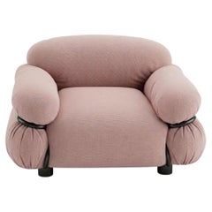 Poltrona "Sesann" di Gianfranco Frattini per Tacchini in velluto rosa / nero