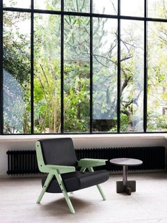 Fauteuil Lina — Gianfranco Frattini pour Tacchini - Fauteuil en cuir noir et vert