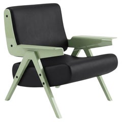 Fauteuil Lina — Gianfranco Frattini pour Tacchini - Fauteuil en cuir noir et vert