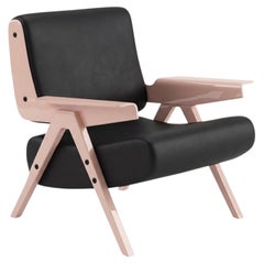 Fauteuil Lina — Gianfranco Frattini pour Tacchini - Fauteuil en cuir noir et rose