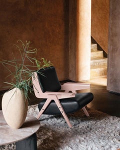 Fauteuil Lina — Gianfranco Frattini pour Tacchini - Fauteuil en cuir noir et rose