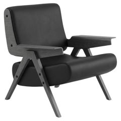 Lina Armchair — Gianfranco Frattini for Tacchini - Black Leather Armchair - Grey