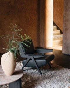 Lina Armchair — Gianfranco Frattini for Tacchini - Black Leather Armchair - Grey
