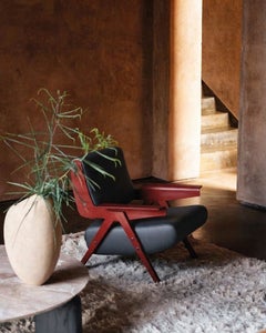 Lina Armchair — Gianfranco Frattini for Tacchini - Leather Armchair - Red