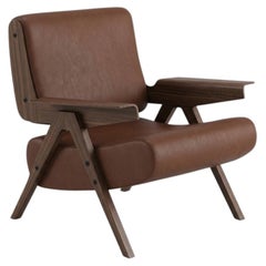 Lina Armchair — Gianfranco Frattini for Tacchini - Brown Leather Armchair Walnut