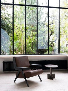 Lina Armchair — Gianfranco Frattini for Tacchini - Brown Leather Armchair - Grey