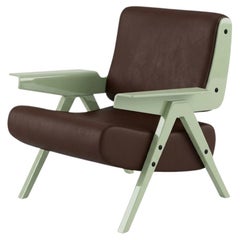 Lina Armchair — Gianfranco Frattini for Tacchini - Brown Leather Armchair-Green
