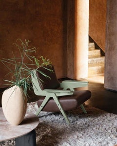 Lina Armchair — Gianfranco Frattini for Tacchini - Brown Leather Armchair-Green