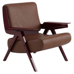 Lina Armchair — Gianfranco Frattini for Tacchini - Brown Leather Armchair - Red