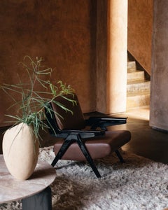 Lina Armchair — Gianfranco Frattini for Tacchini - Brown Leather Armchair-Black