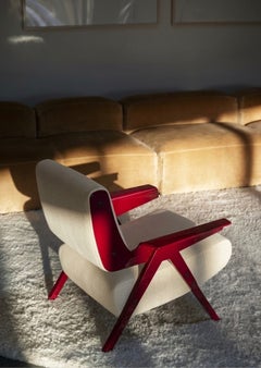 Fauteuil Lina — Gianfranco Frattini pour Tacchini - Fauteuil en tissu blanc - Rouge