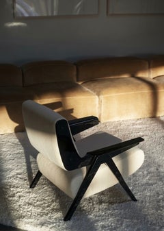 Lina Armchair — Gianfranco Frattini for Tacchini - White fabric Armchair - Black