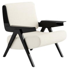 Lina Armchair — Gianfranco Frattini for Tacchini - White fabric Armchair - Black
