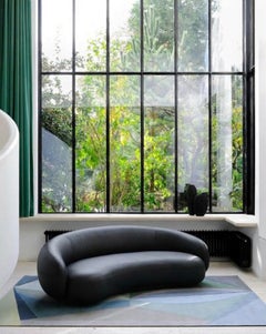 Jonas Wagell for Tacchini "Julep" Italian Luxury Curved Sofa in Black Leather