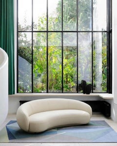 Sofá curvo de lujo italiano «Julep» de Jonas Wagell para Tacchini, en piel blanca