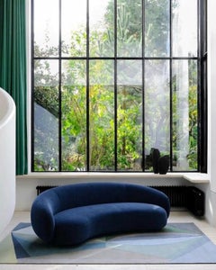 Jonas Wagell for Tacchini "Julep" Italian Luxury Curved Sofa in Blue fabric