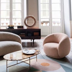 Jonas Wagell for Tacchini "Julep" Italian Luxury Curved Armchair - Pink fabric