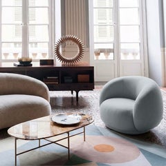 Jonas Wagell for Tacchini "Julep" Italian Luxury Curved Armchair - Sky fabric