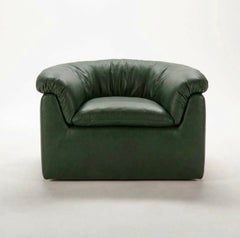 Luxury Italian Armchair Tacchini Butter by Faye Toogood - Green leather