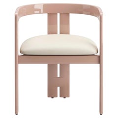 Weißer Ledersessel „Tacchini Pigreco“ von Tobia Scarpa (glänzendes Rosa und Leder)