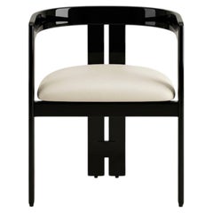 Weißer Ledersessel „Tacchini Pigreco“ von Tobia Scarpa (glänzendes Schwarz und Leder)
