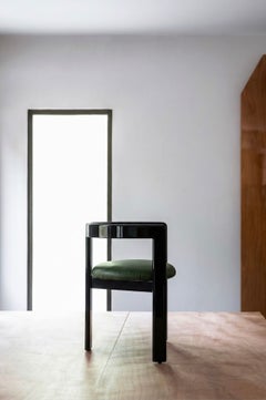 Grüner Ledersessel „Tacchini Pigreco“ von Tobia Scarpa (glänzendes Schwarz und Leder)