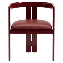 Red Leather Chair Tacchini Pigreco by Tobia Scarpa (Glossy red and Leather)