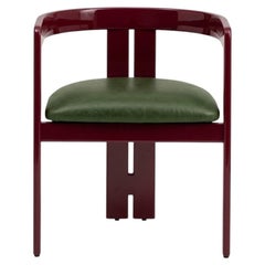 Grüner Ledersessel „Tacchini Pigreco“ von Tobia Scarpa (glänzendes Rot und Leder)