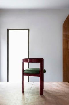 Grüner Ledersessel „Tacchini Pigreco“ von Tobia Scarpa (glänzendes Rot und Leder)