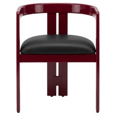 Schwarzer Ledersessel „Tacchini Pigreco“ von Tobia Scarpa (glänzendes Rot und Leder)