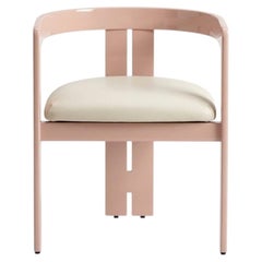 Poltrona in pelle bianca Tacchini Pigreco di Tobia Scarpa (rosa lucido e pelle)