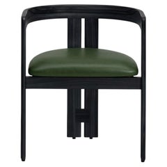 Green Leather Chair Tacchini Pigreco by Tobia Scarpa (Anthracite and Leather)