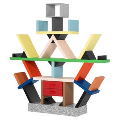 La bibliothèque et cloison emblématique « Carlton » d'Ettore Sottsass pour Memphis Milano